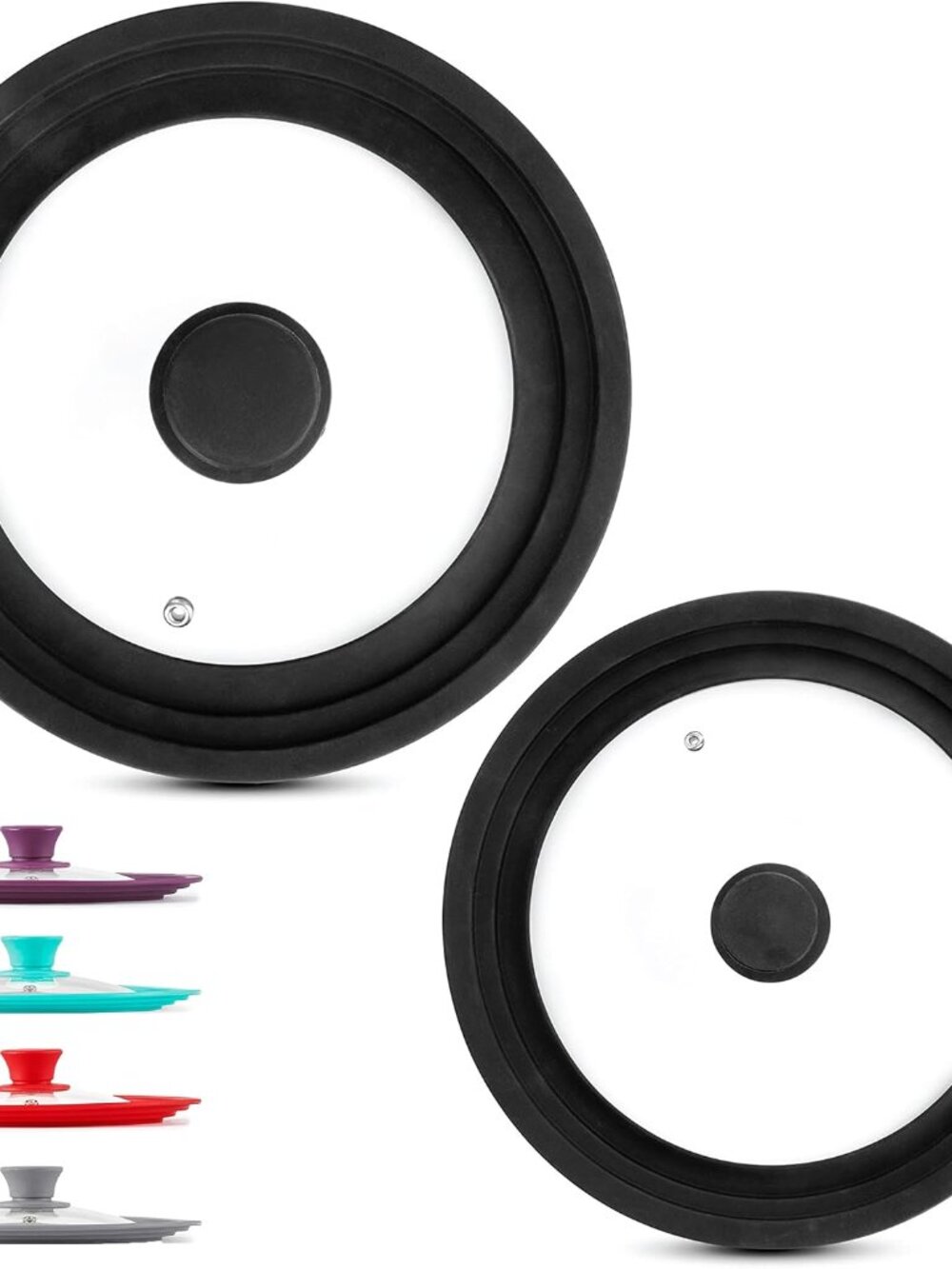 Universal Lids Set of 2 Fits 7 to 12-Inch Cookware, Silicone Replacement Pan Lid